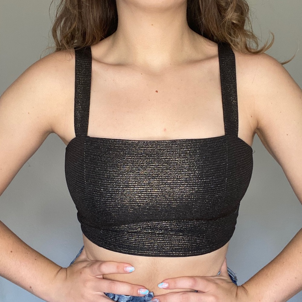 Black and Gold Cropped Tank Top